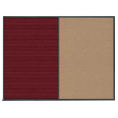 United Visual Products Triple Door Radius Plus Corkboard, 96" x UV8006PLUS-BLACK-FORBO